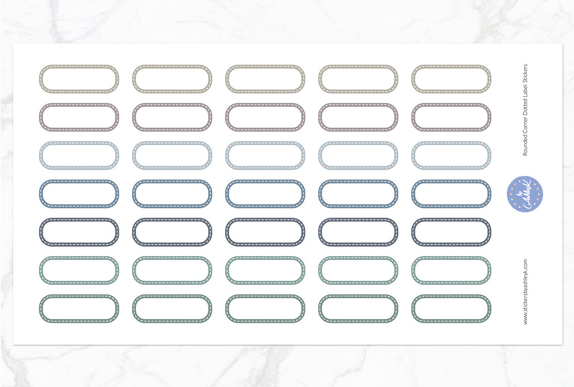 Rounded Corner Dotted Label Planner Stickers - Modern Neutral