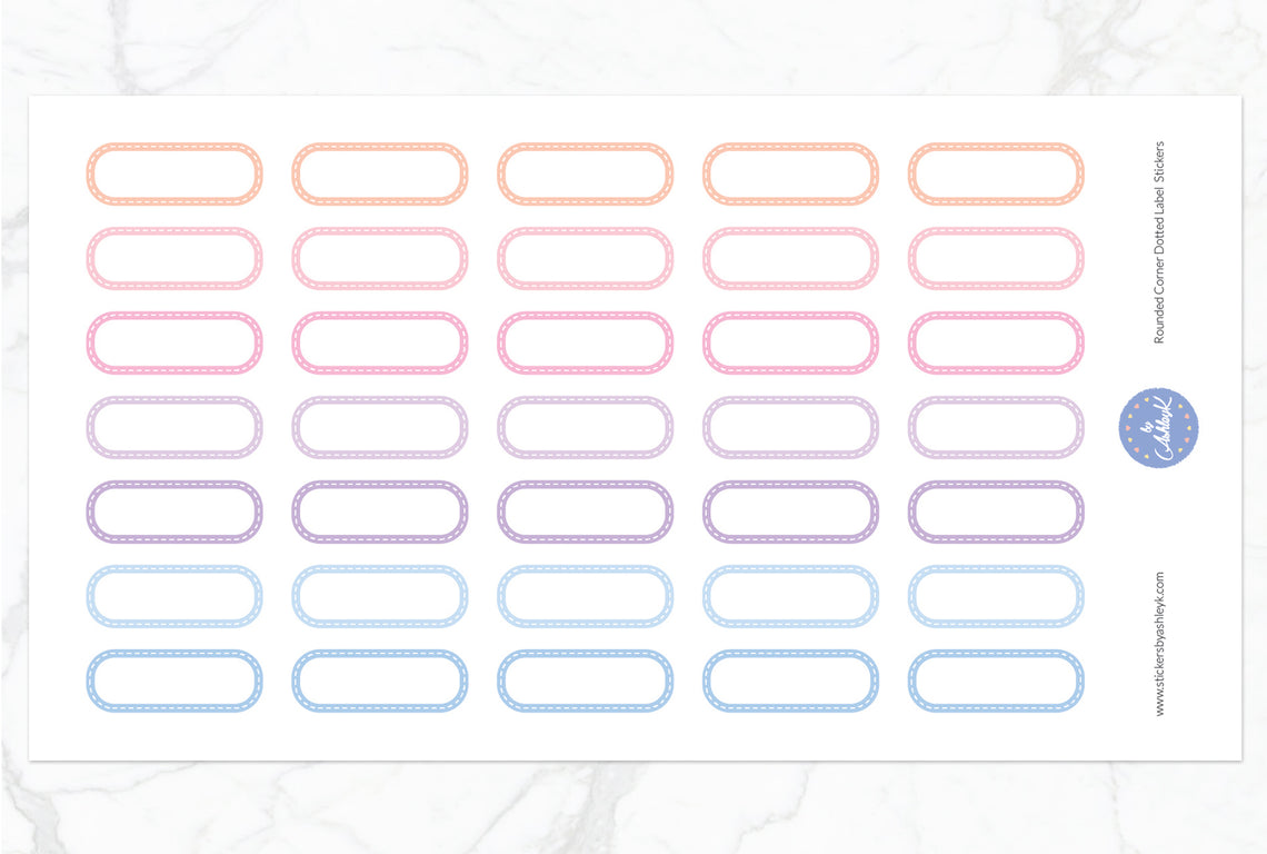 Rounded Corner Dotted Label Planner Stickers - Pastel Sunset