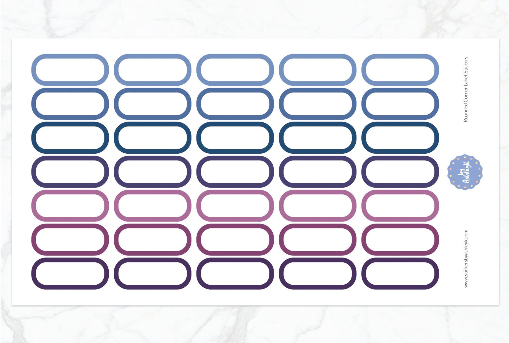 Rounded Corner Label Planner Stickers - Blueberry