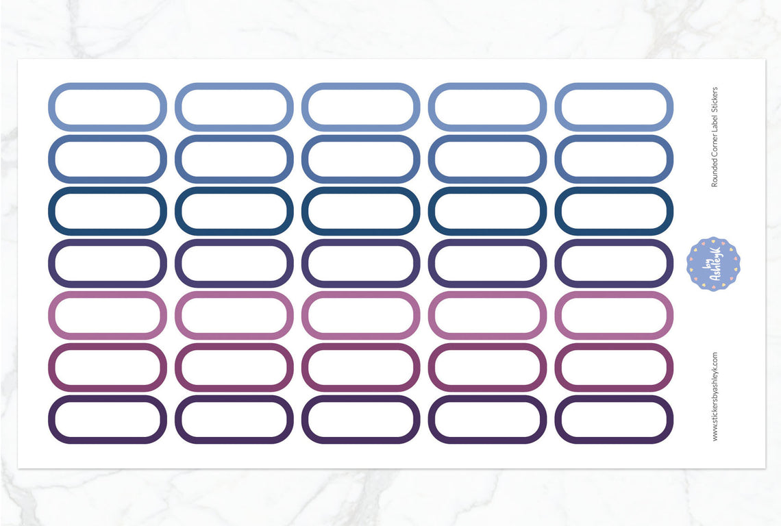 Rounded Corner Label Planner Stickers - Blueberry
