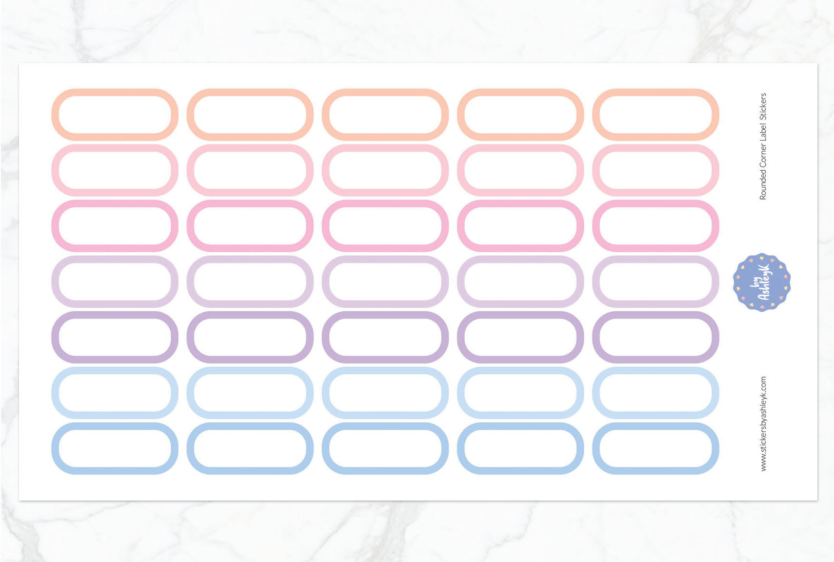 Rounded Corner Label Planner Stickers - Pastel Sunset