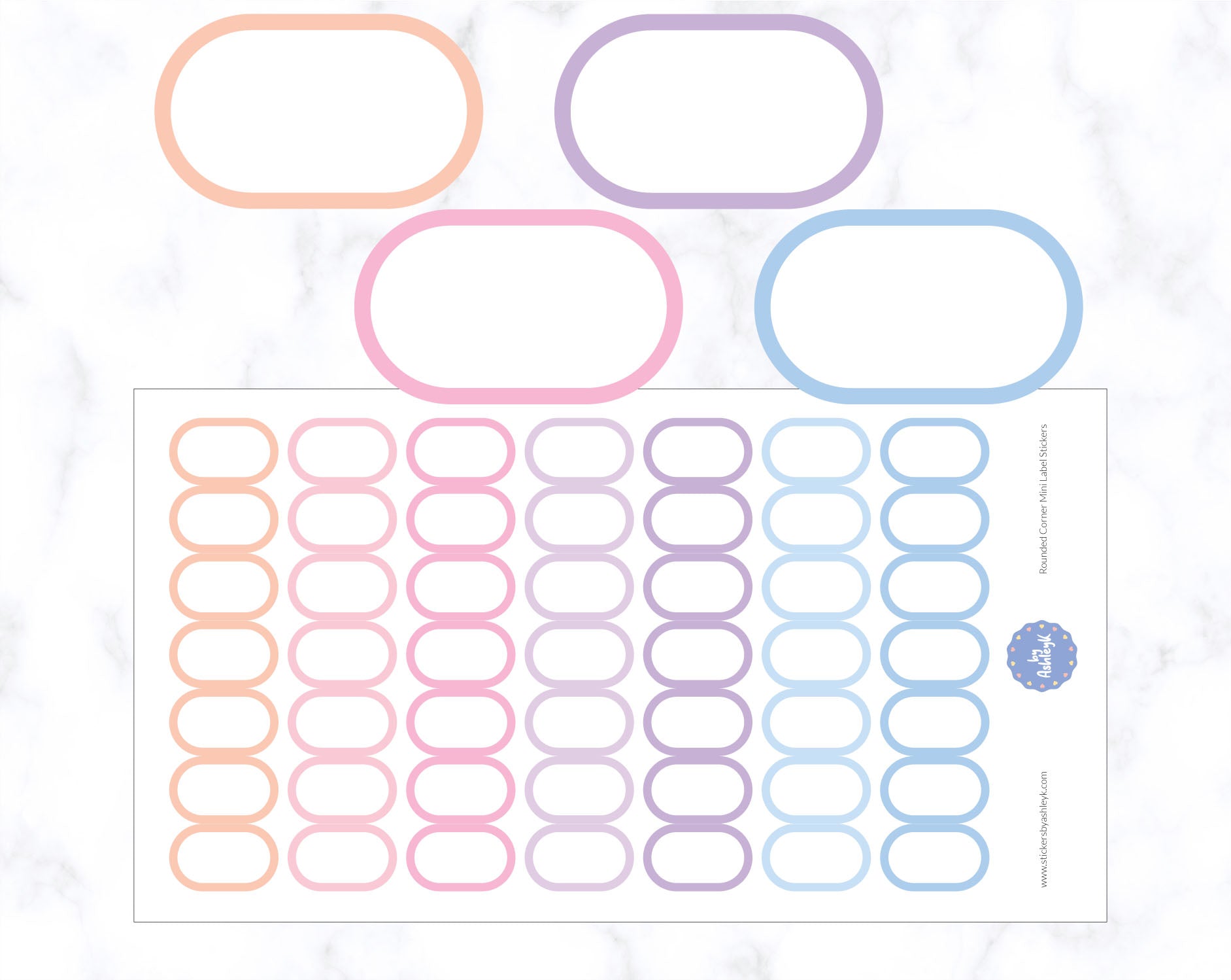 Rounded Corner Mini Label Planner Stickers