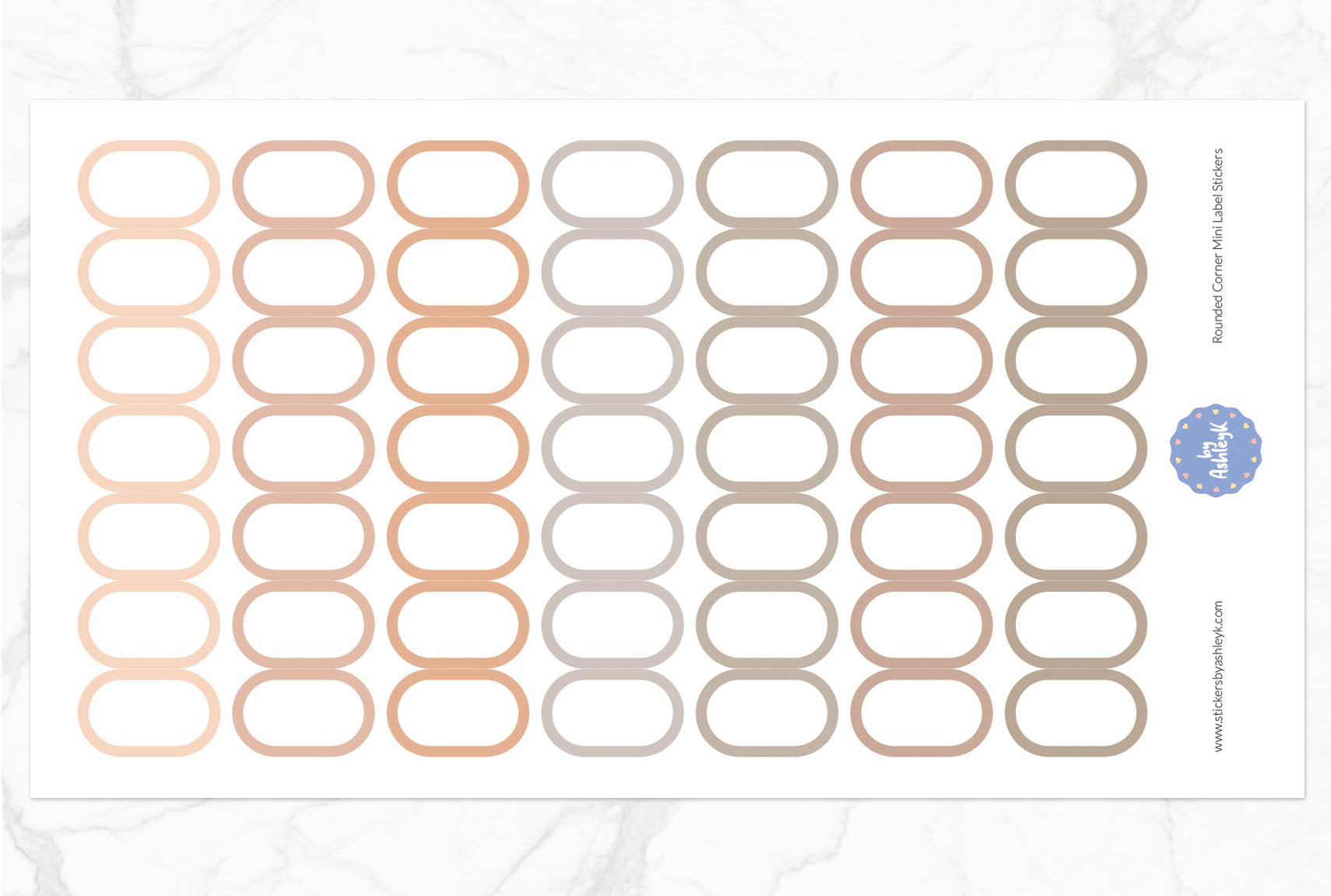 Rounded Corner Mini Label Planner Stickers - Beige Neutral