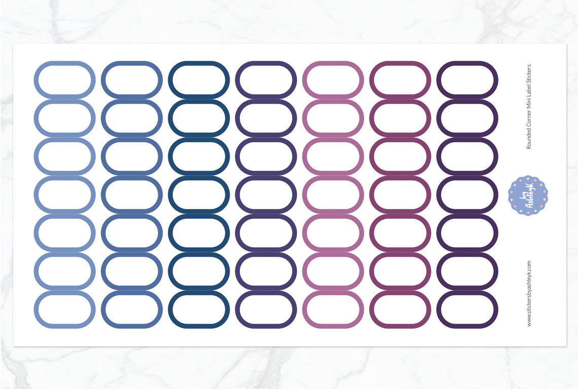 Rounded Corner Mini Label Planner Stickers - Blueberry