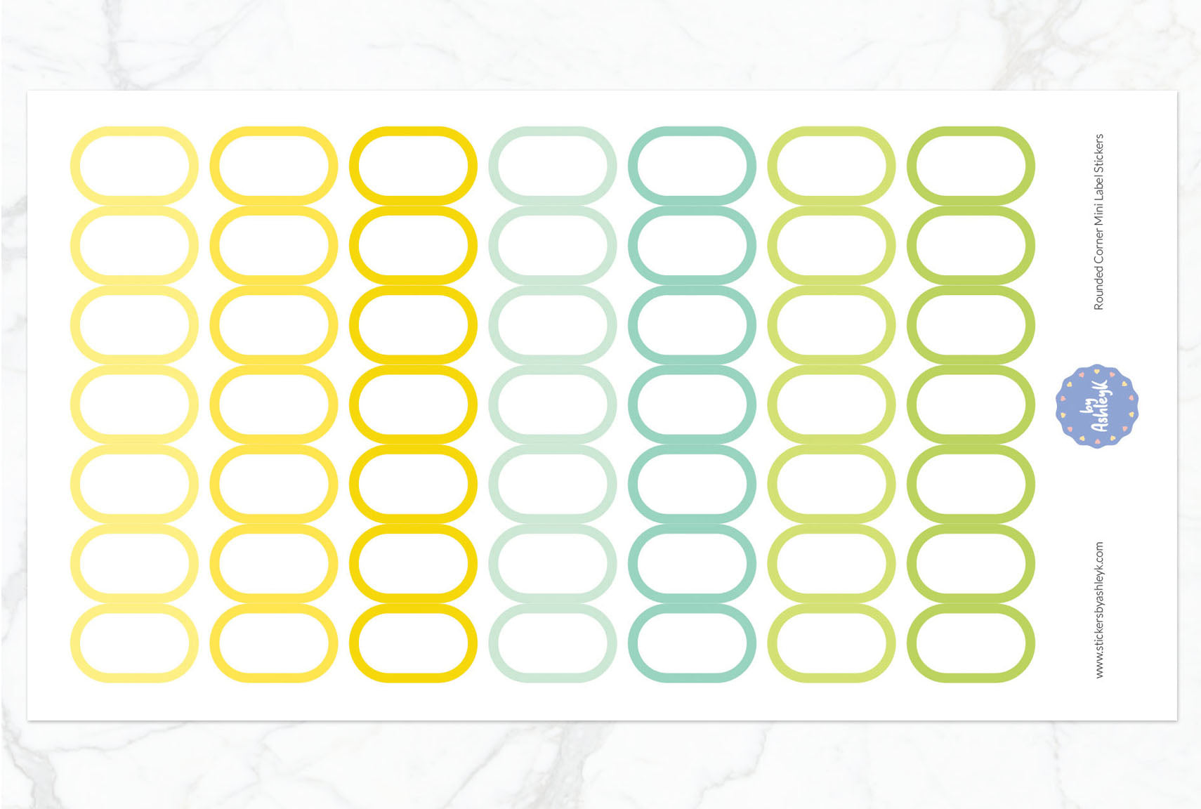 Rounded Corner Mini Label Planner Stickers - Lemon&Lime