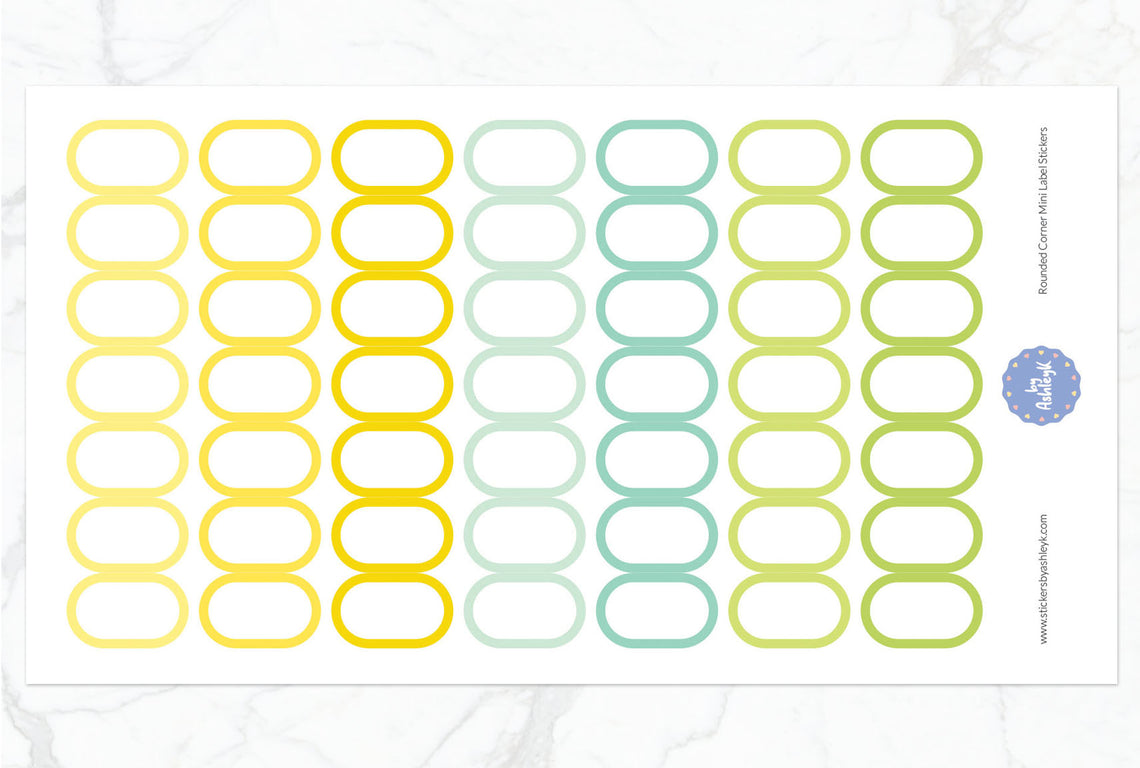 Rounded Corner Mini Label Planner Stickers - Lemon&Lime