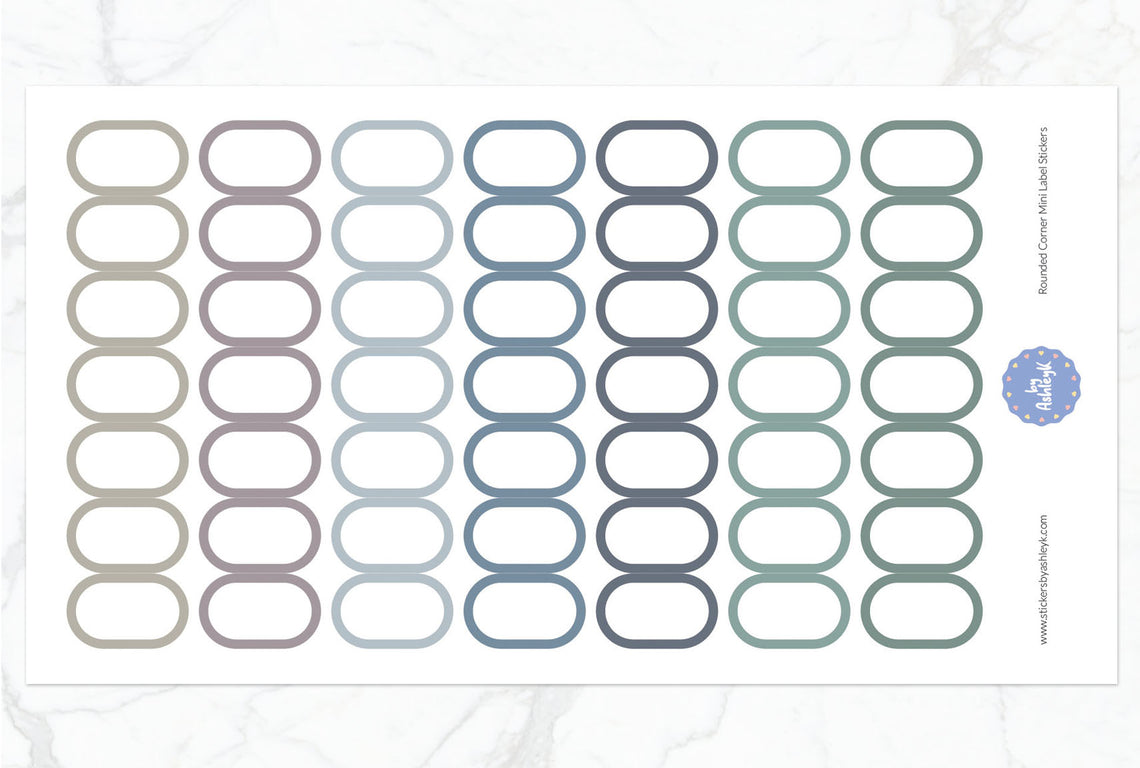 Rounded Corner Mini Label Planner Stickers - Modern Neutral