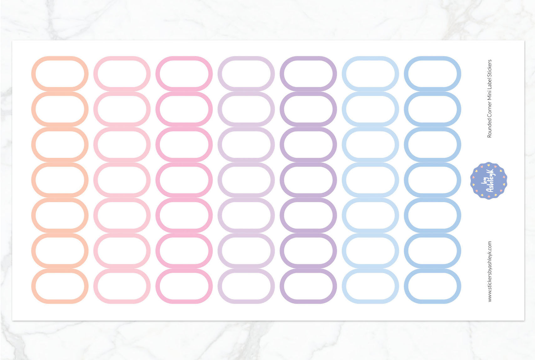Rounded Corner Mini Label Planner Stickers - Pastel Sunset