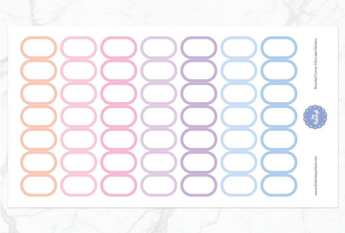 Rounded Corner Mini Label Planner Stickers - Pastel Sunset