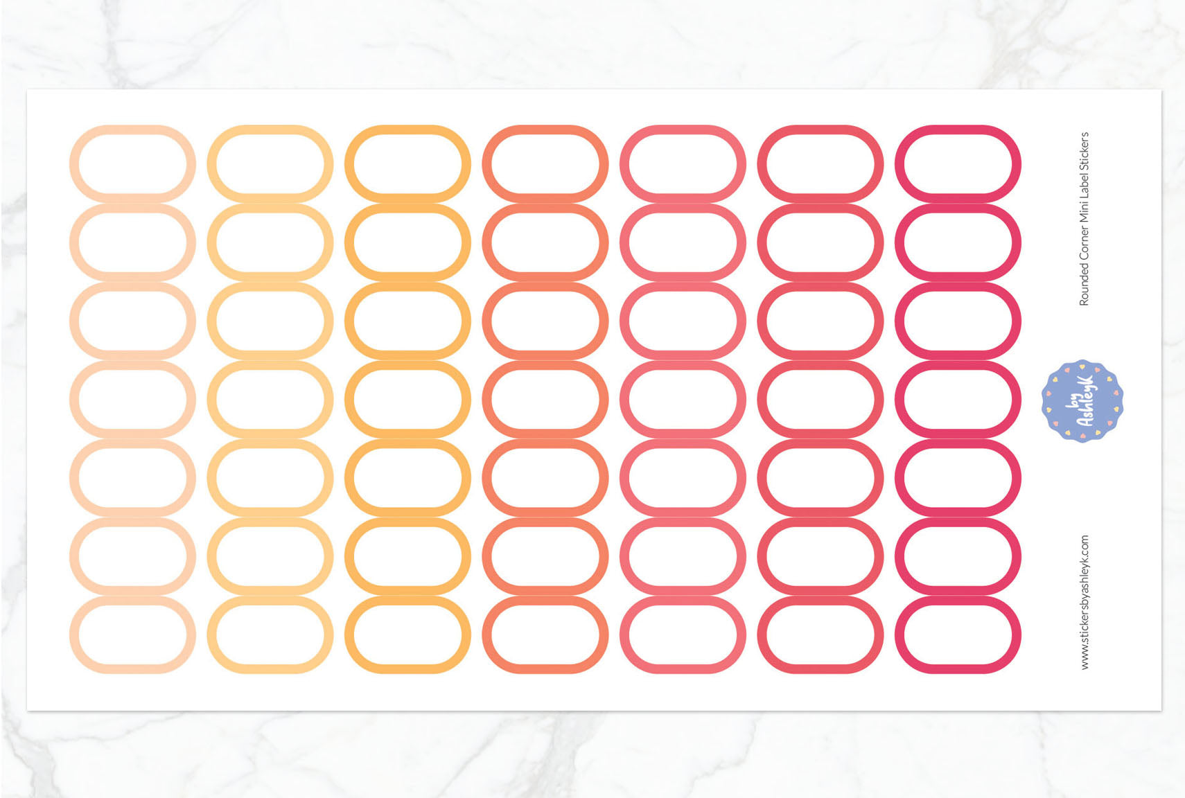 Rounded Corner Mini Label Planner Stickers - Peach