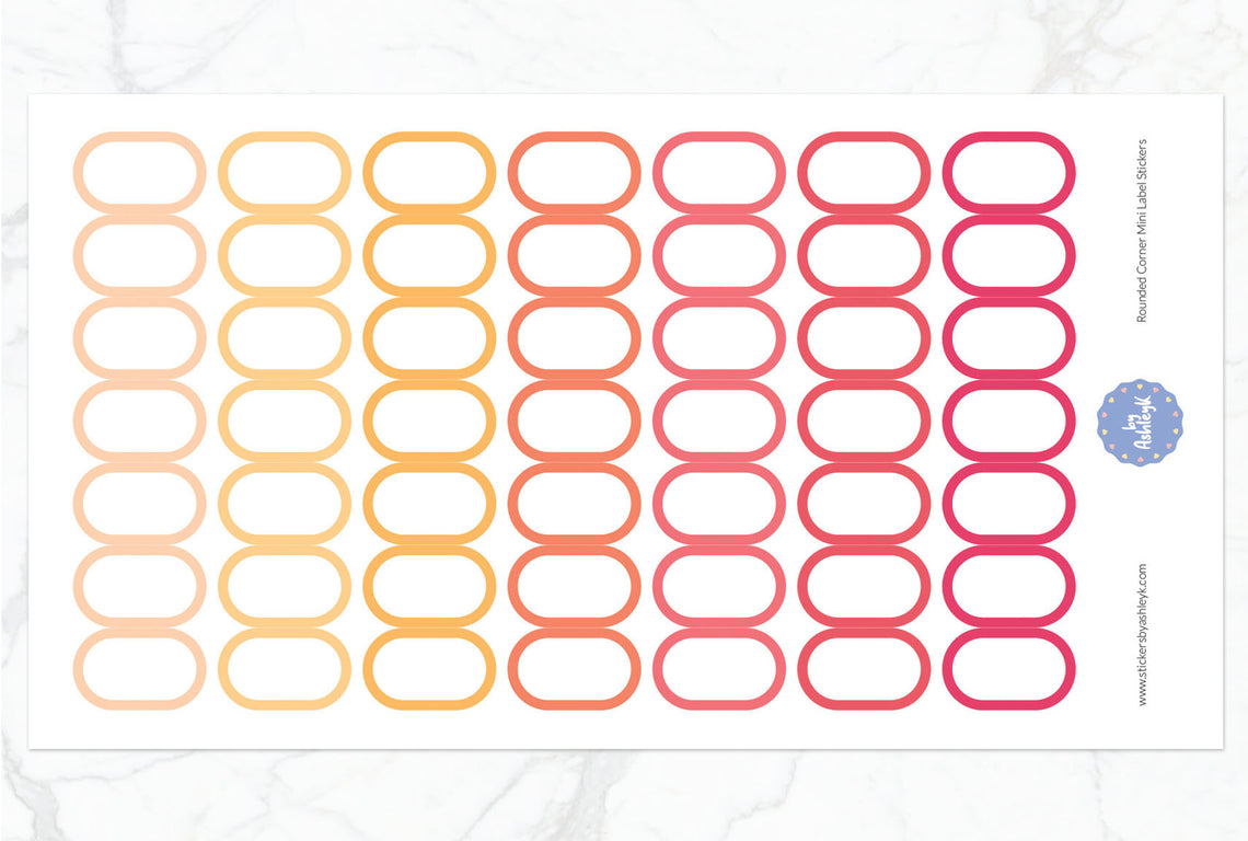 Rounded Corner Mini Label Planner Stickers - Peach