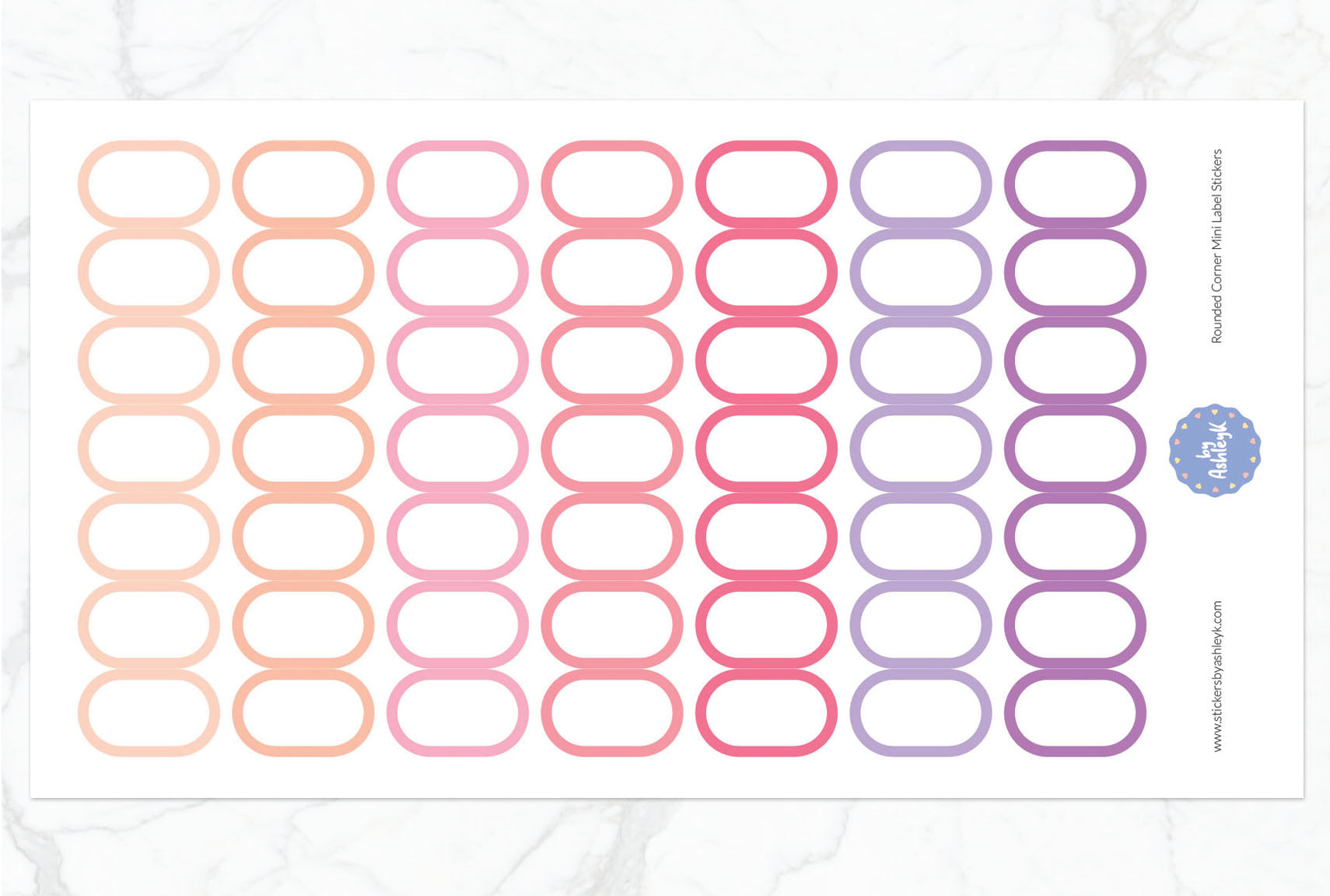 Rounded Corner Mini Label Planner Stickers - Raspberry