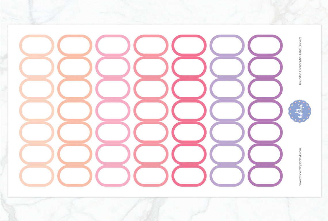 Rounded Corner Mini Label Planner Stickers - Raspberry
