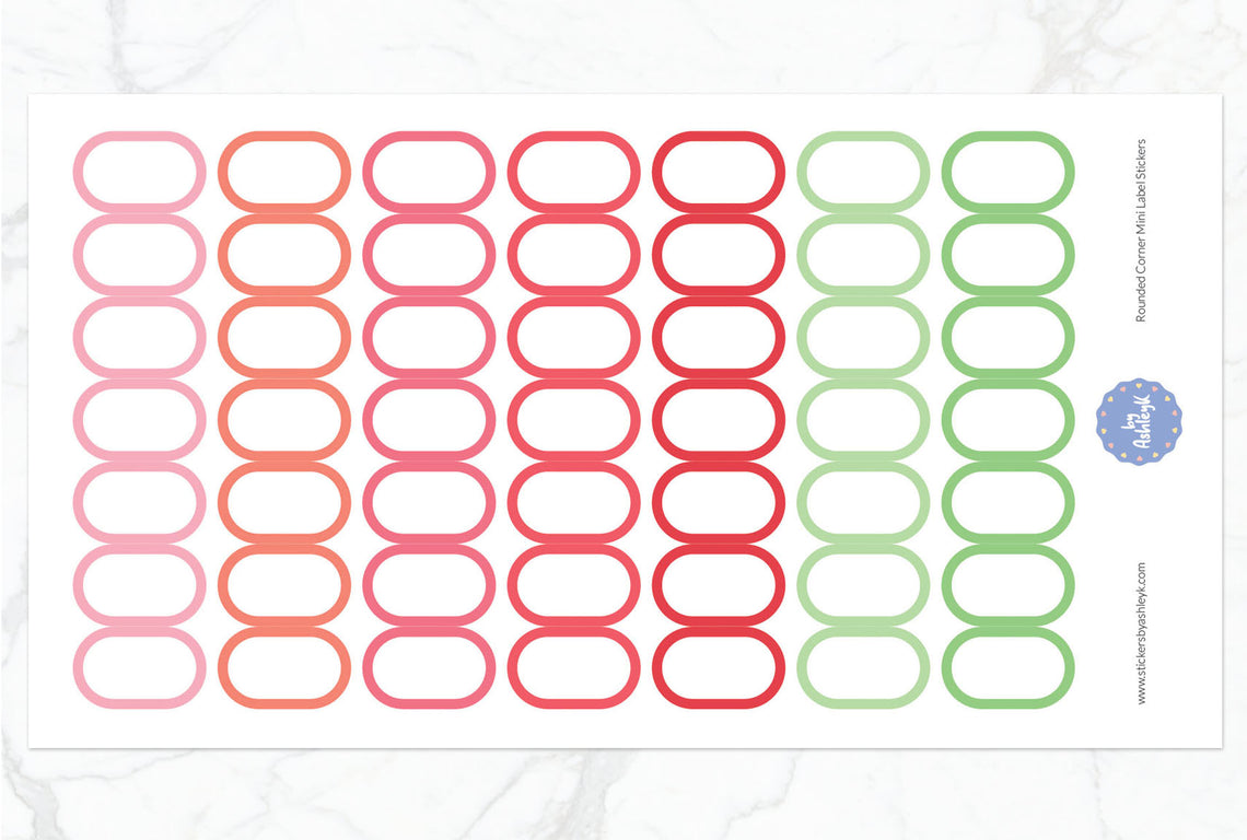 Rounded Corner Mini Label Planner Stickers - Strawberry