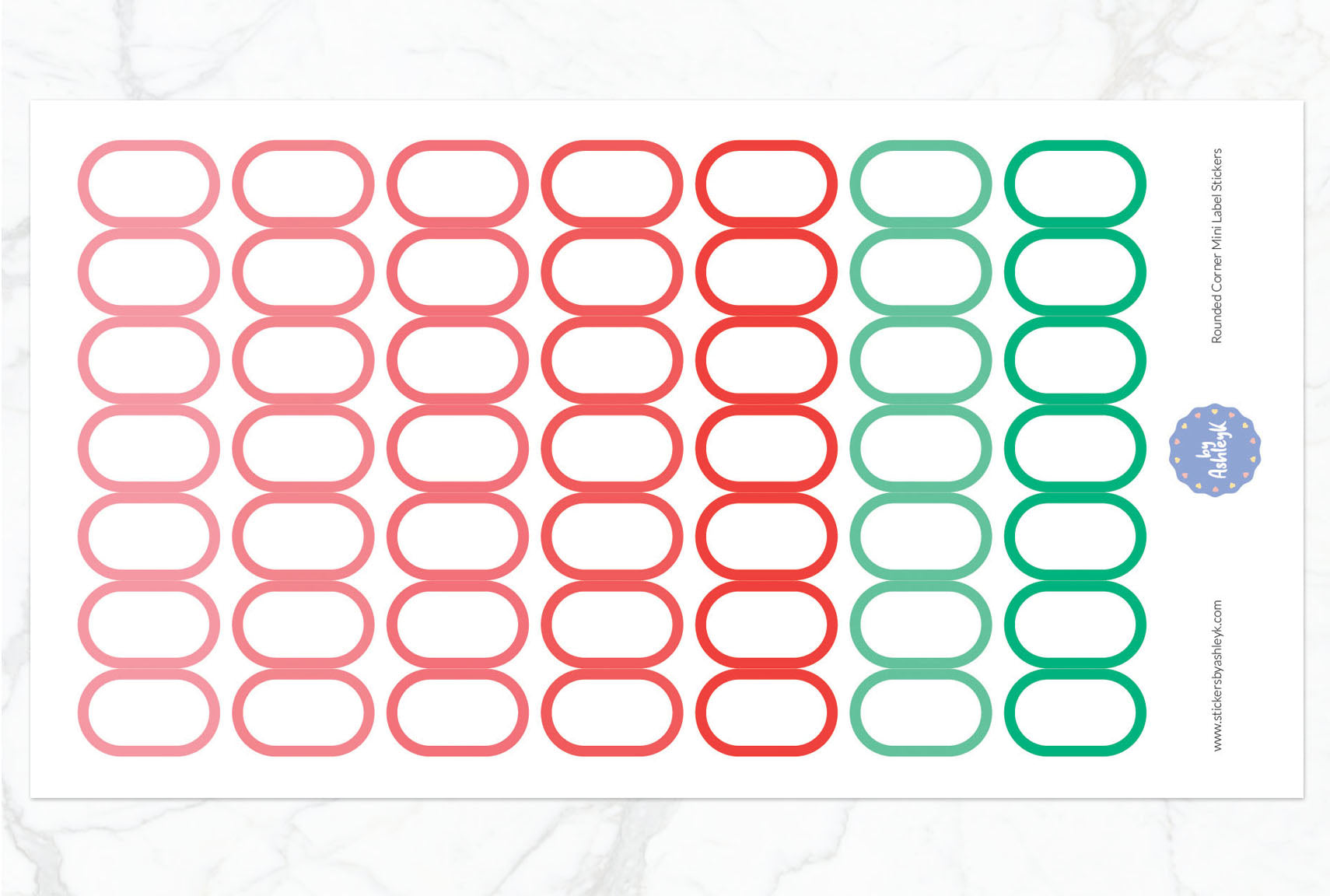 Rounded Corner Mini Label Planner Stickers - Watermelon