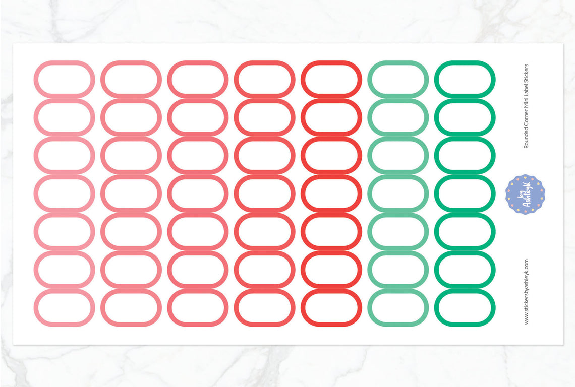 Rounded Corner Mini Label Planner Stickers - Watermelon