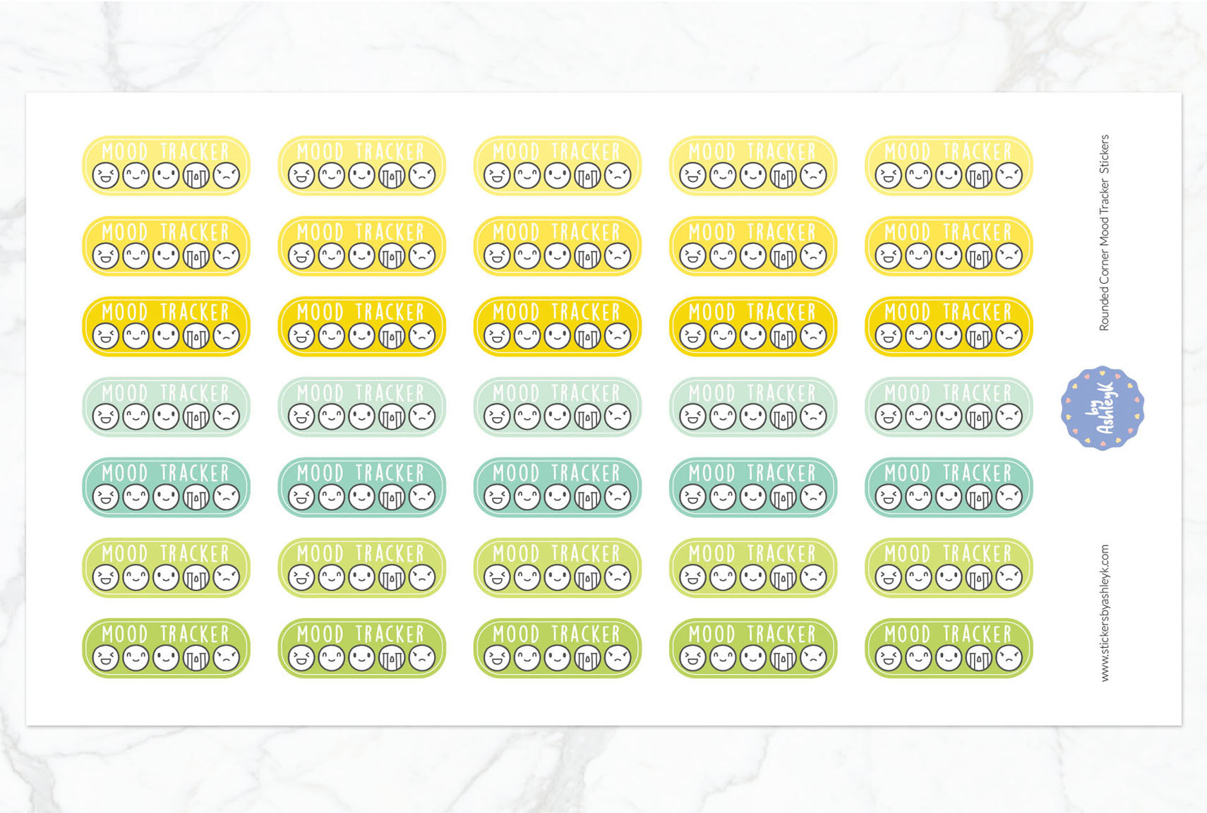 Rounded Corner Mood Tracker Planner Stickers - Lemon&Lime