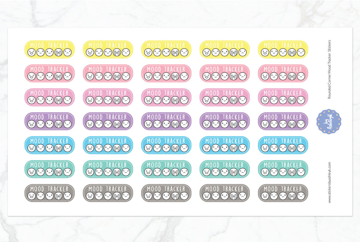 Mood Tracker Rounded Corner Planner Stickers – Stickers by AshleyK