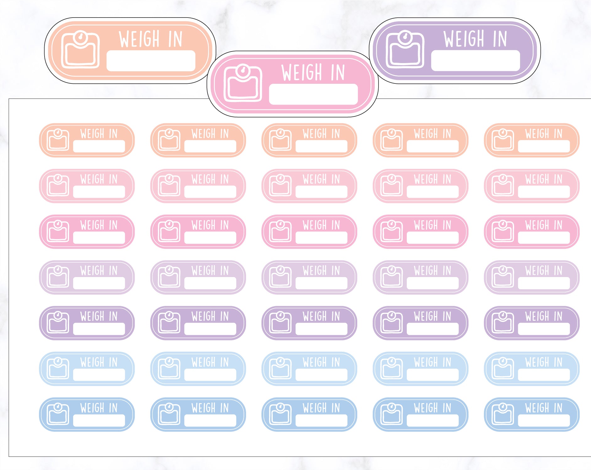 Rounded Corner Weight Tracker Planner Stickers