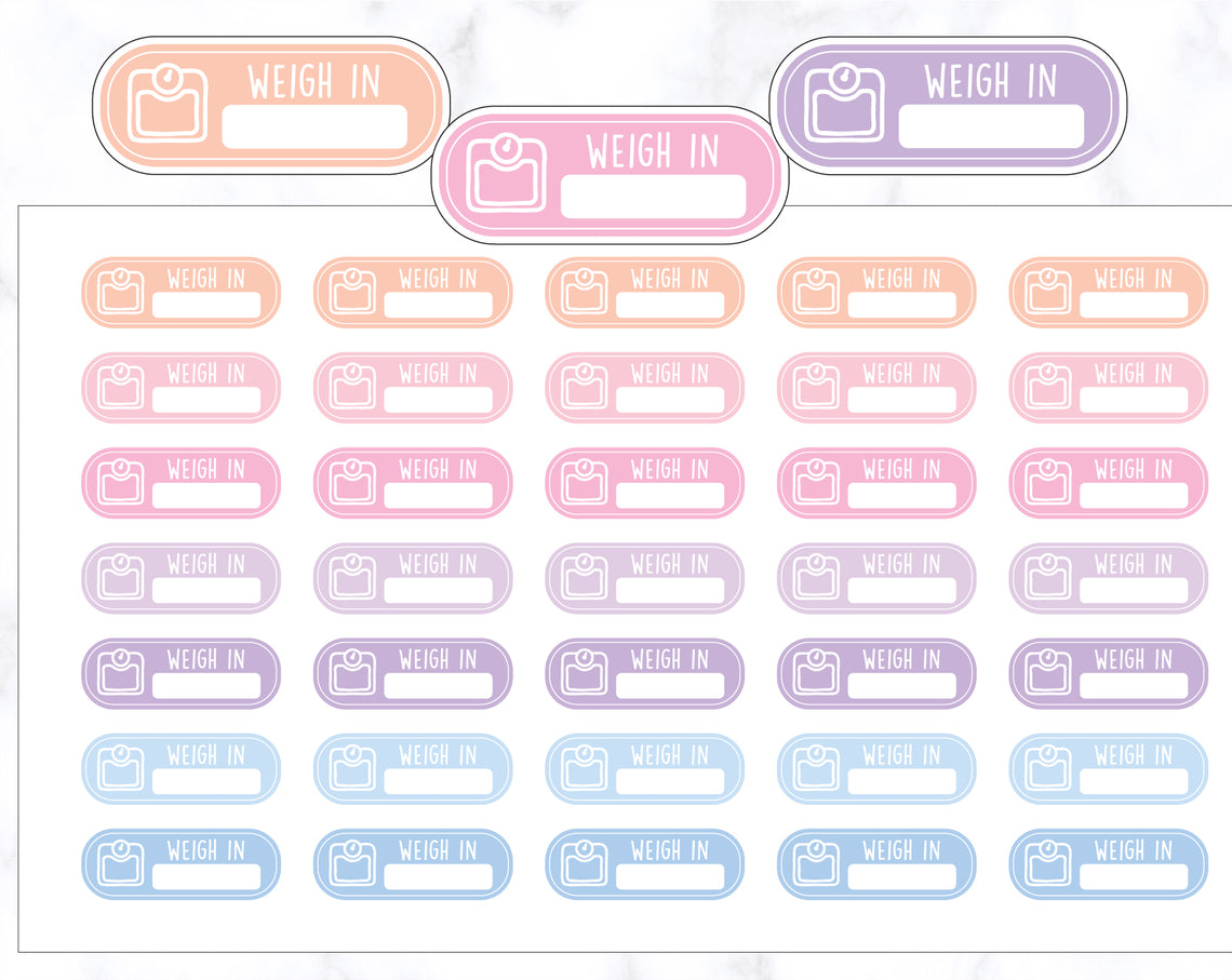 Rounded Corner Weight Tracker Planner Stickers