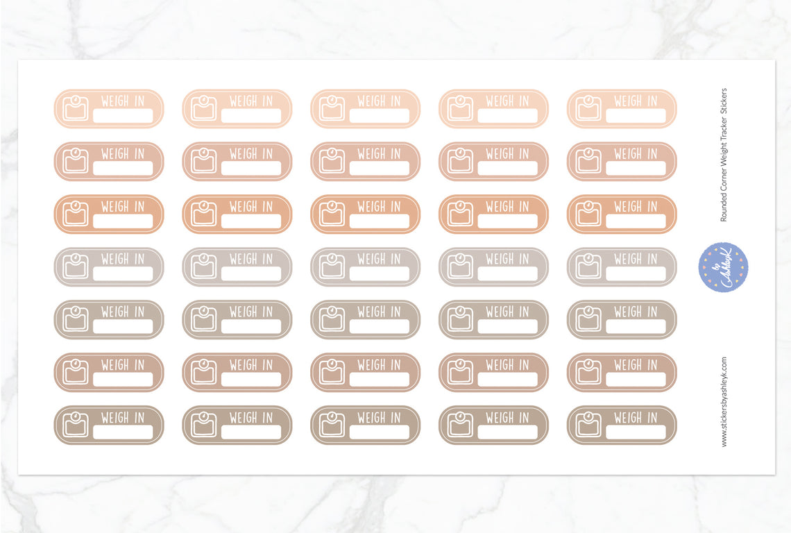 Rounded Corner Weight Tracker Planner Stickers - Beige Neutral