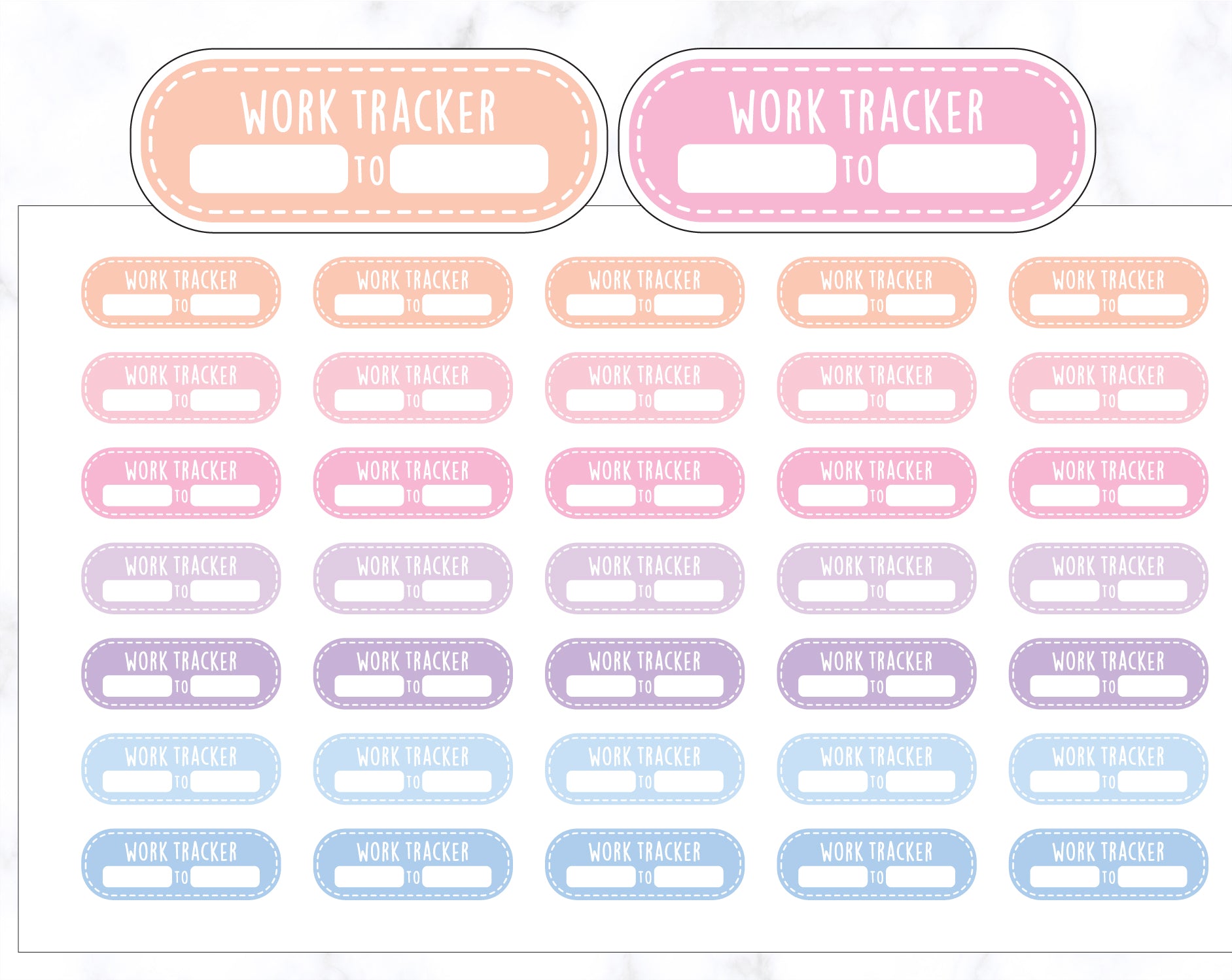 Rounded Corner Work Tracker Stickers