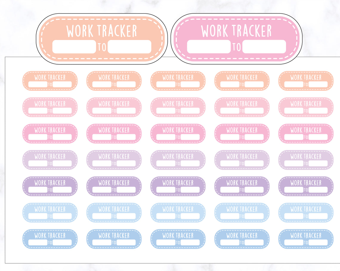 Rounded Corner Work Tracker Stickers