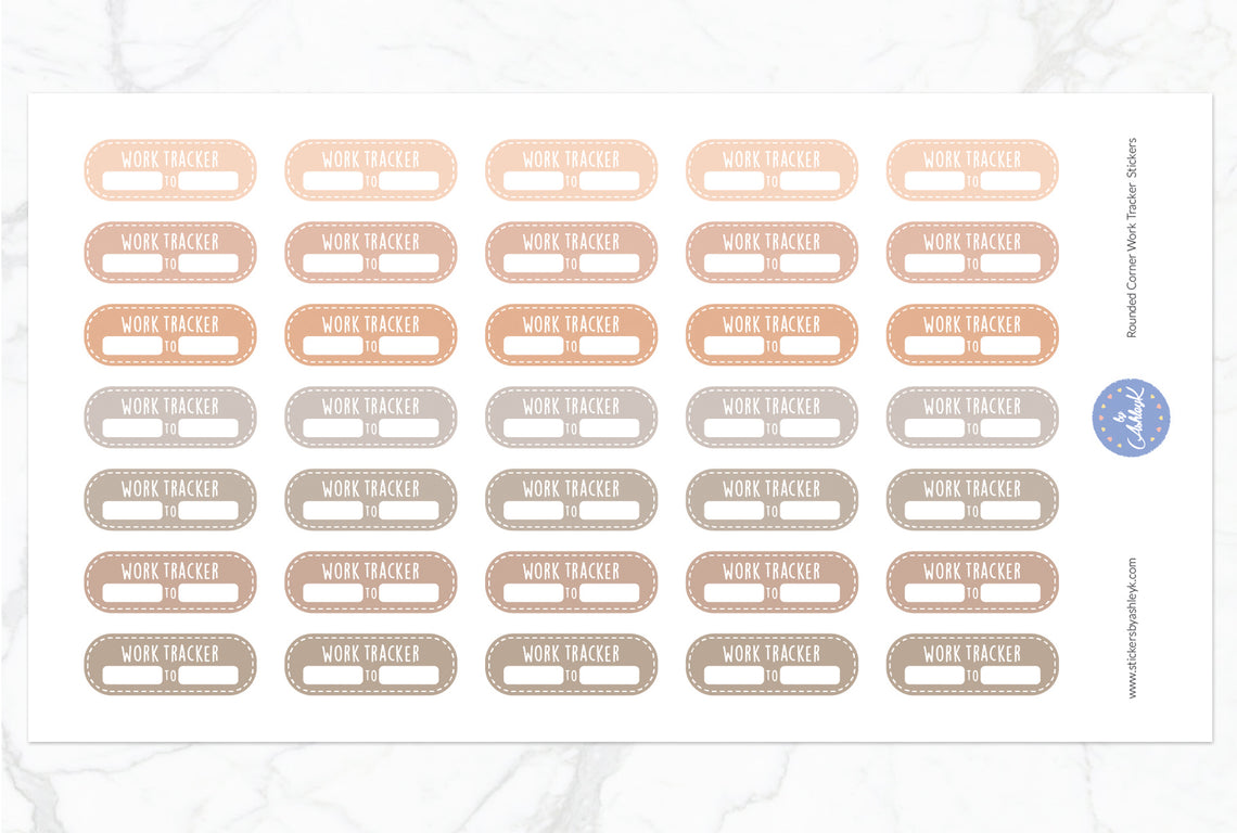 Rounded Corner Work Tracker Stickers - Beige Neutral