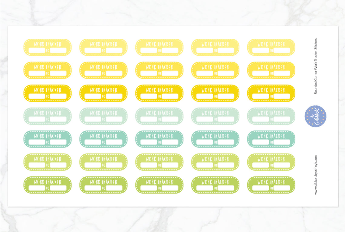 Rounded Corner Work Tracker Stickers - Lemon&Lime