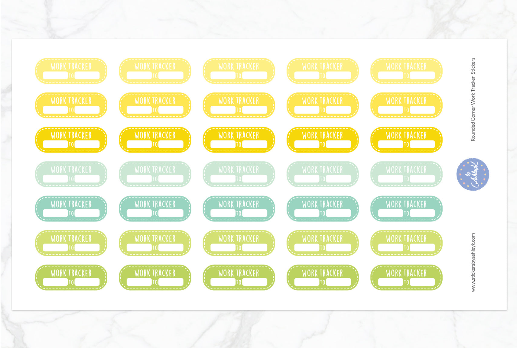 Rounded Corner Work Tracker Stickers - Lemon&Lime