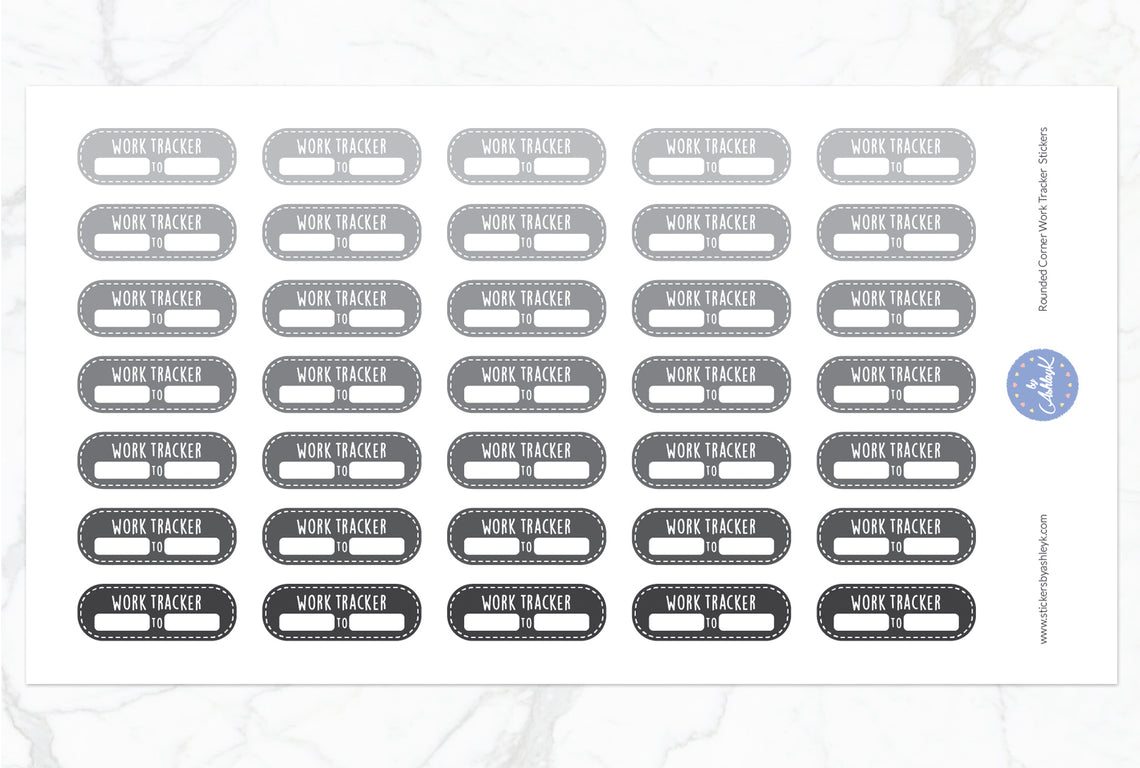 Rounded Corner Work Tracker Stickers - Monochrome