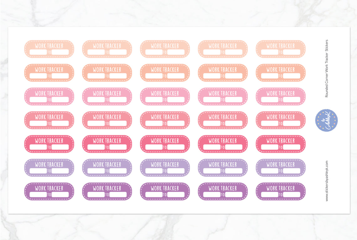 Rounded Corner Work Tracker Stickers - Raspberry