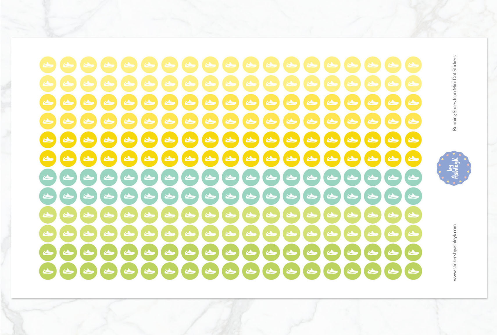 Running Shoes Icon Mini Dot Planner Stickers - Lemon&Lime