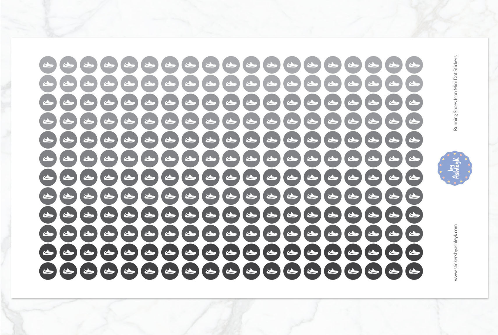 Running Shoes Icon Mini Dot Planner Stickers - Monochrome