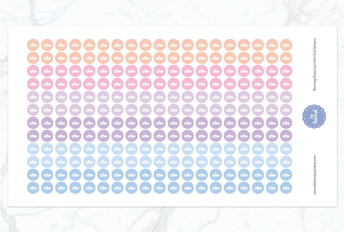 Running Shoes Icon Mini Dot Planner Stickers - Pastel Sunset