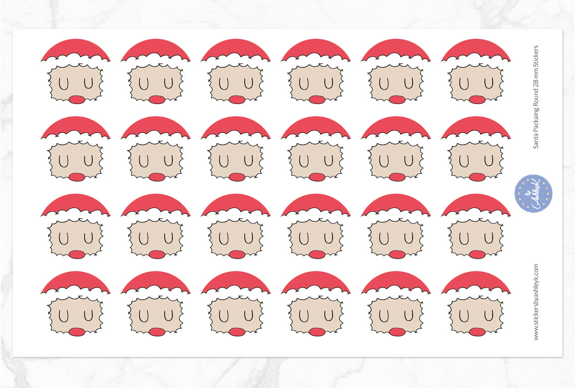Santa Packaging Round Stickers - 28 mm Diameter
