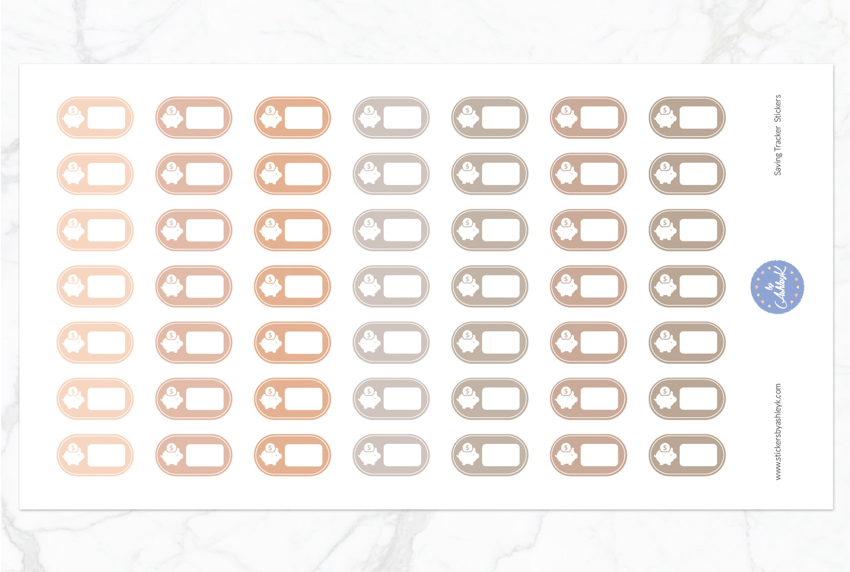 Saving Tracker Stickers - Beige Neutral