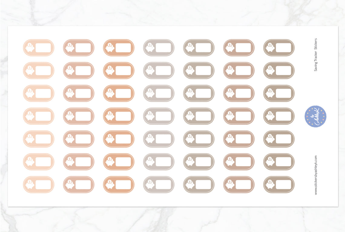 Saving Tracker Stickers - Beige Neutral