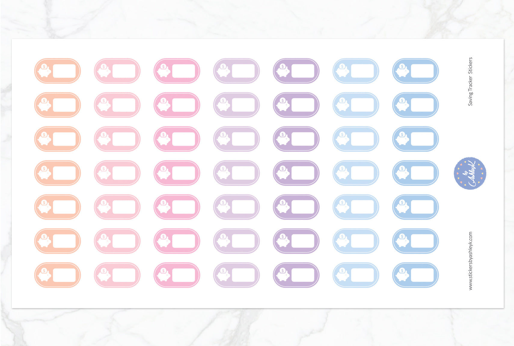 Saving Tracker Stickers - Pastel Sunset