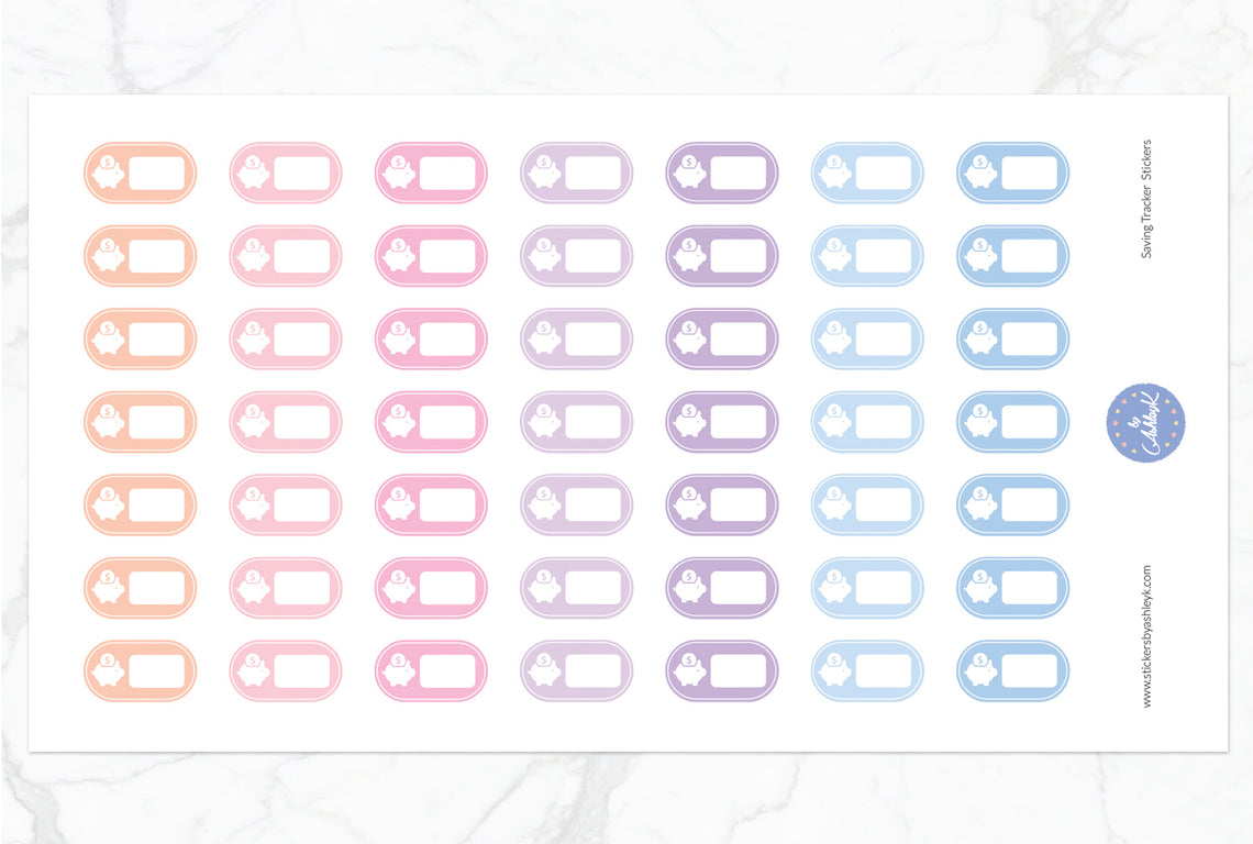 Saving Tracker Stickers - Pastel Sunset