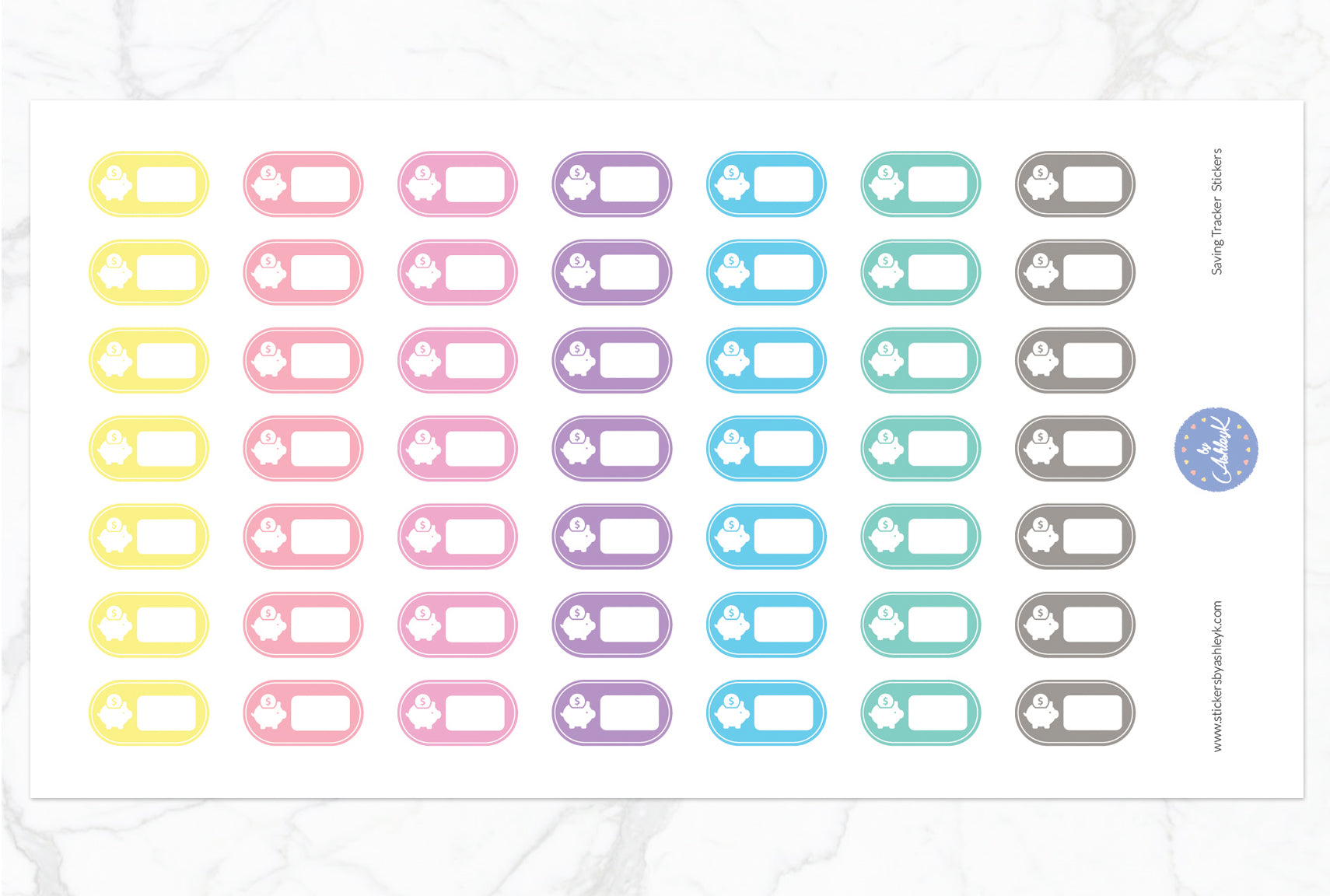 Saving Tracker Stickers - Pastel