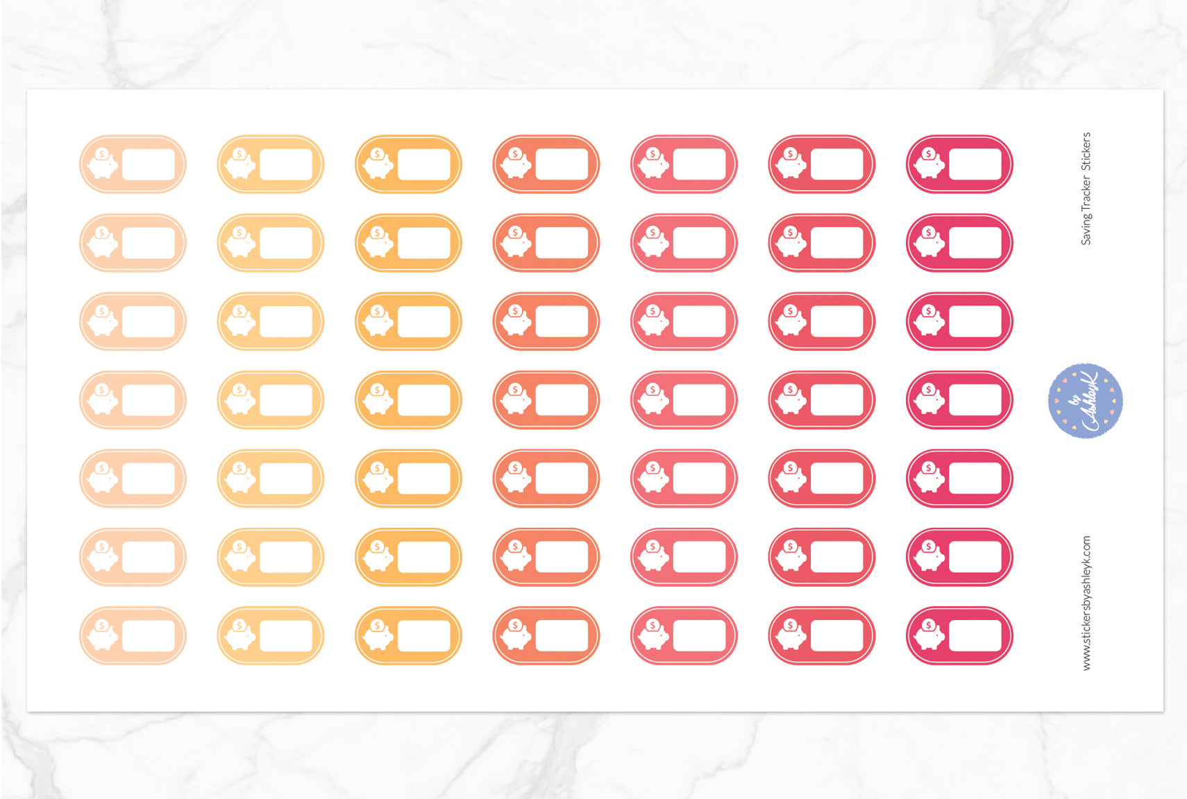 Saving Tracker Stickers - Peach