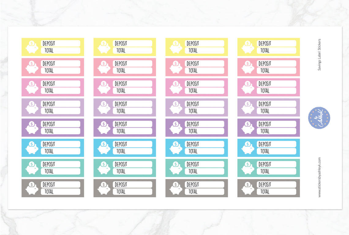 Savings Label Stickers - Pastel