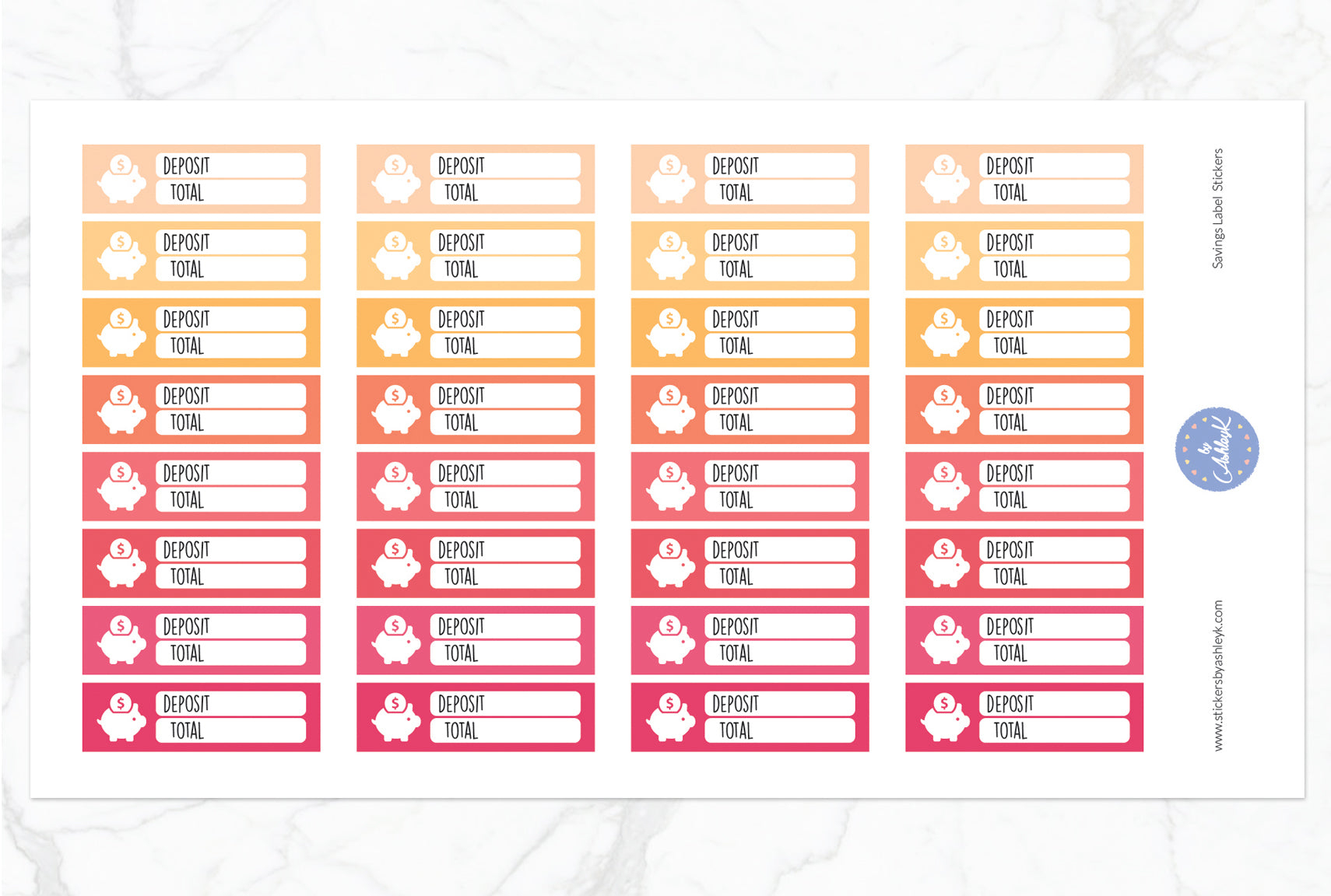 Savings Label Stickers - Peach