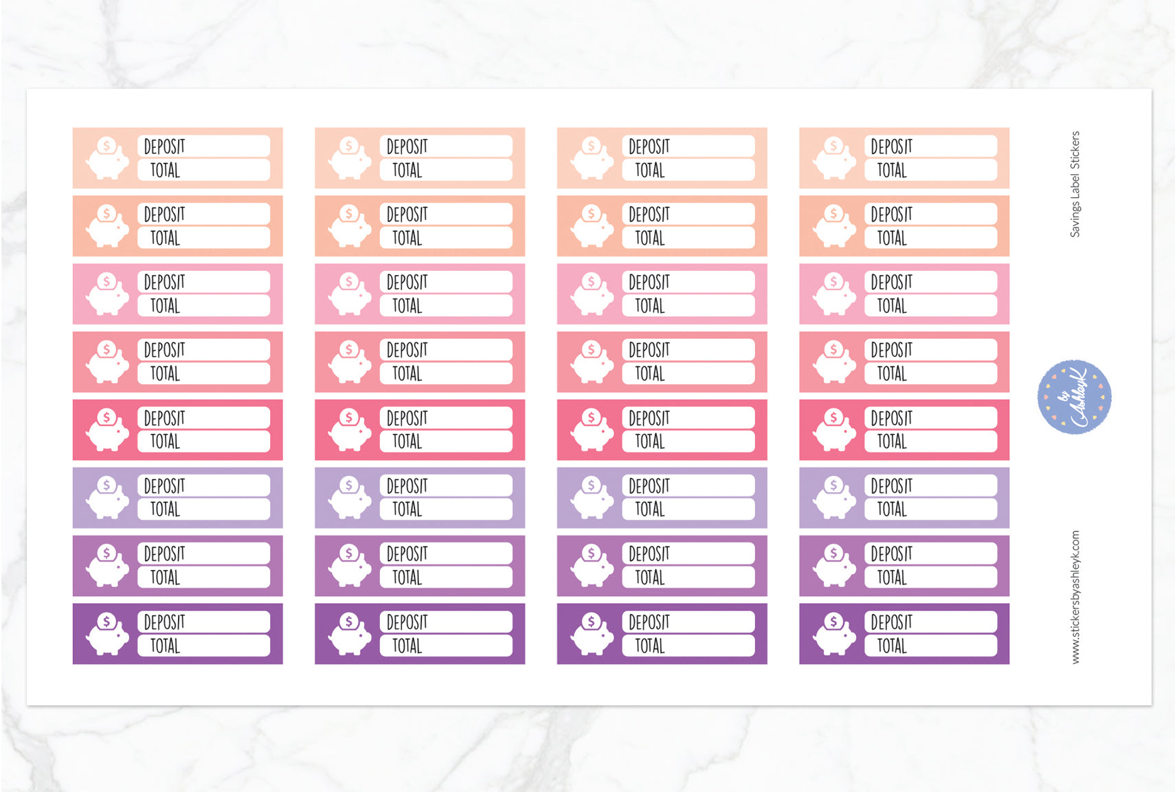 Savings Label Stickers - Raspberry