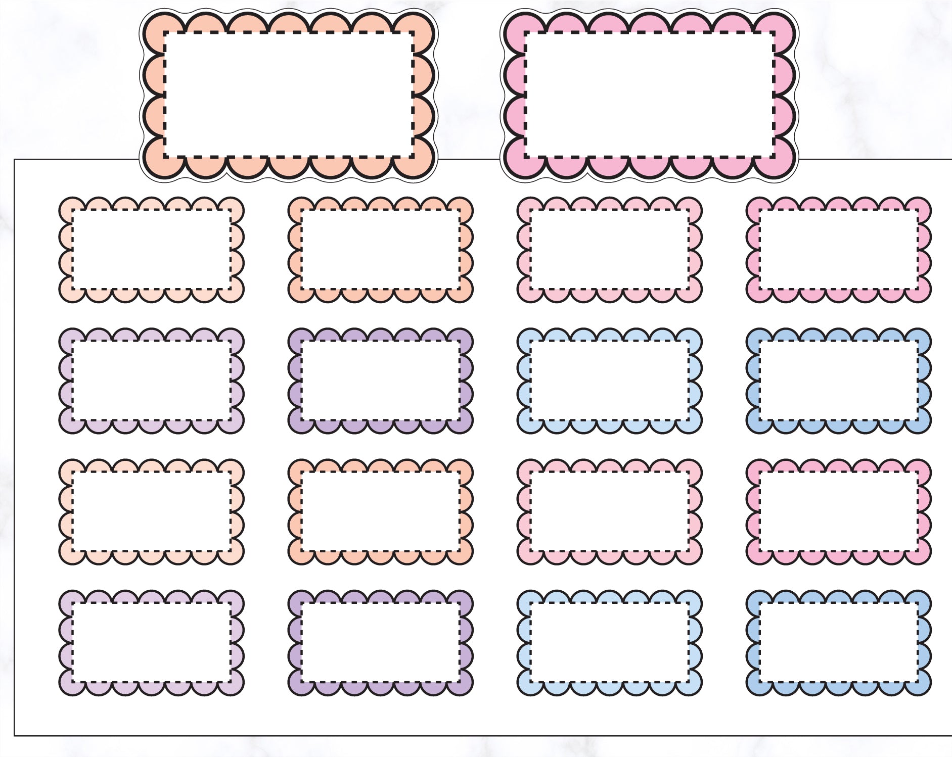Scallop Half Box Stickers