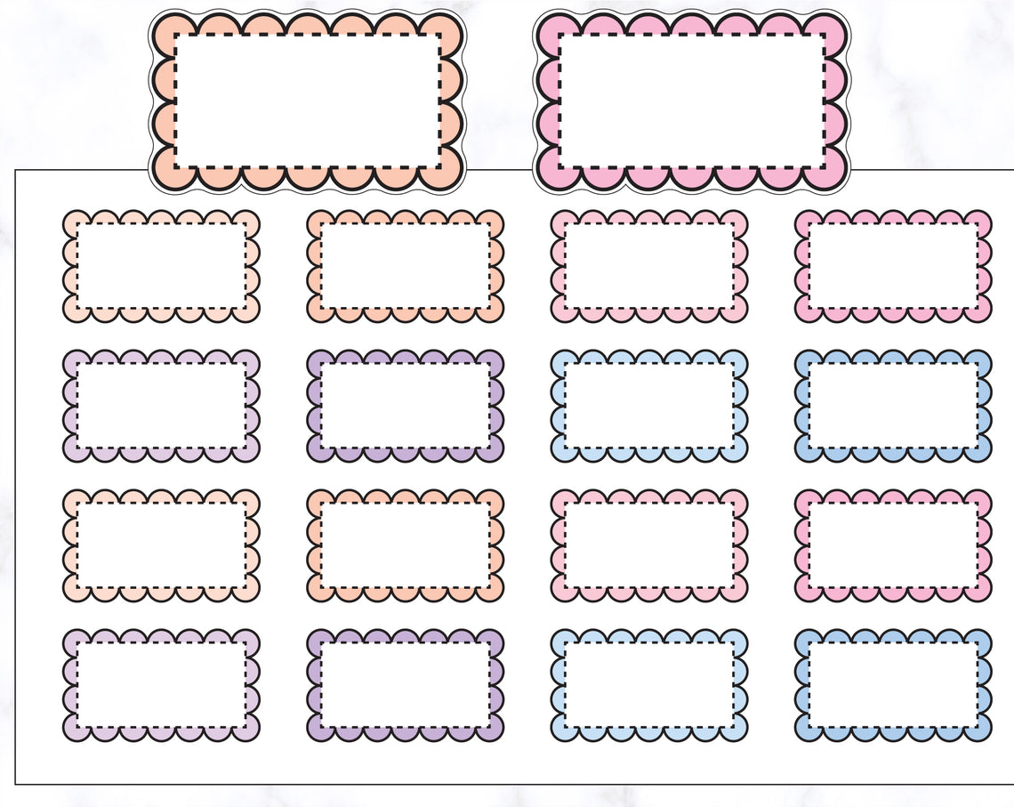 Scallop Half Box Stickers