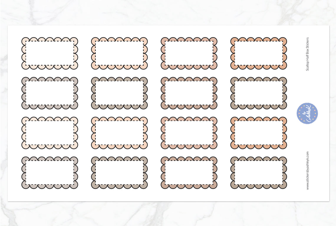 Scallop Half Box Stickers - Beige Neutral
