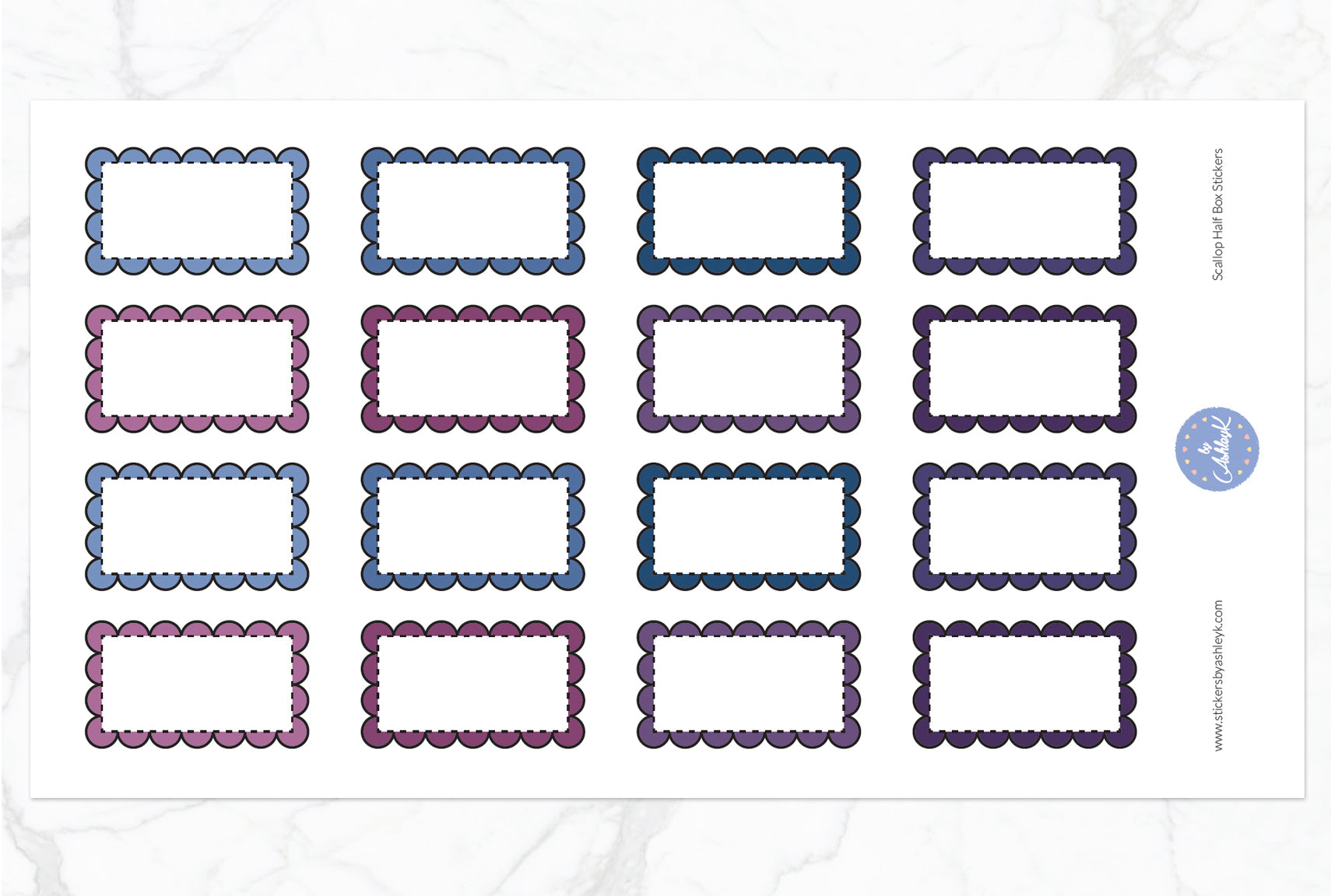 Scallop Half Box Stickers - Blueberry