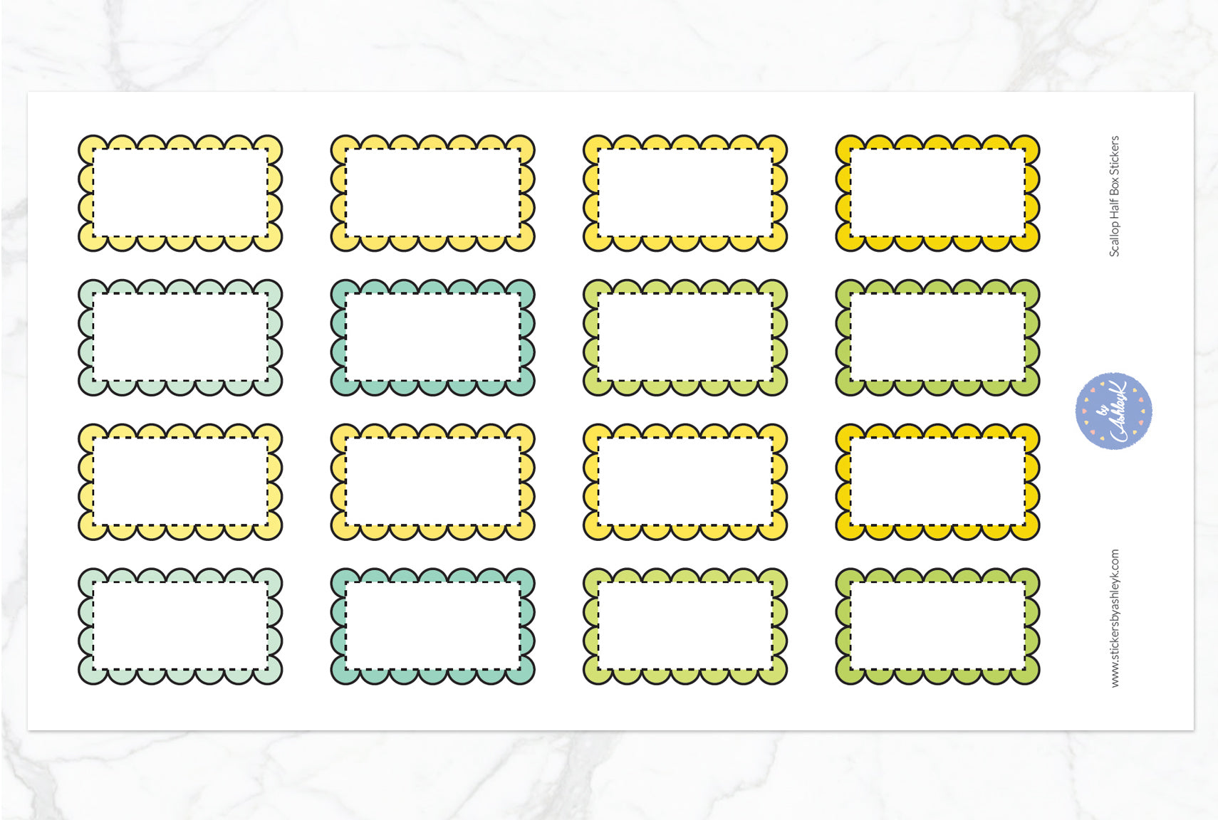 Scallop Half Box Stickers - Lemon&Lime